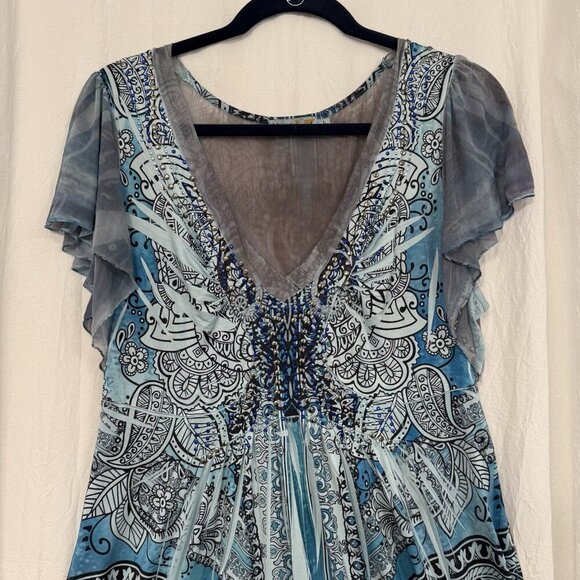 Unity World Wear Dress Size Large Boho Artsy Hippie Stretchy - Picture 3 of 10